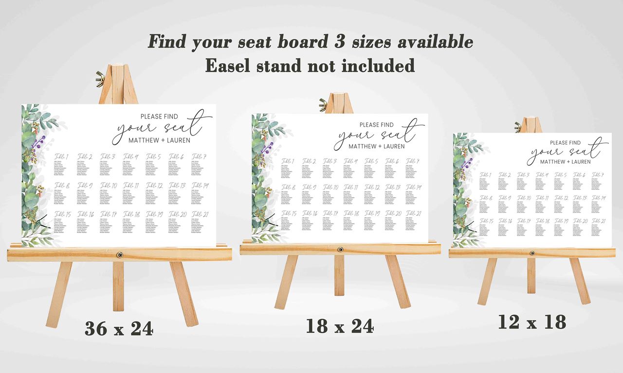 Greenery Wedding Find your Seat Sitting Layout Board