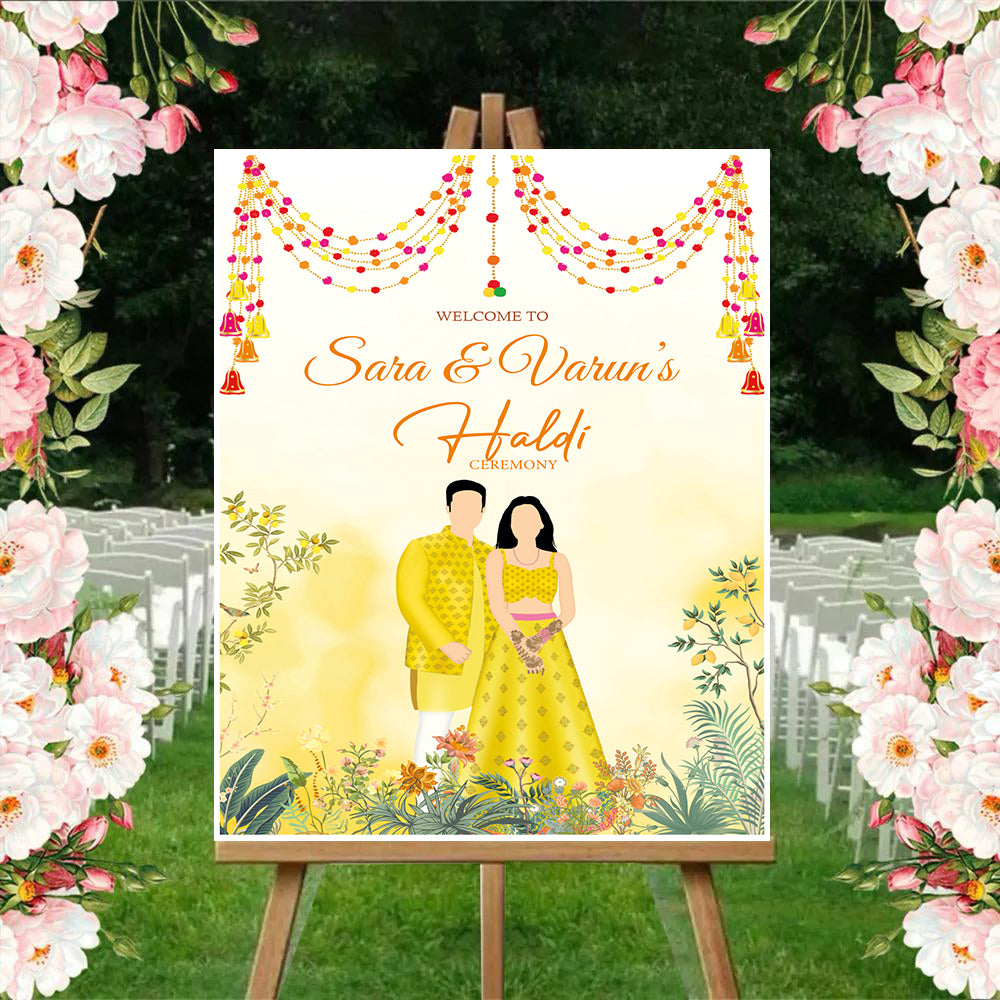 Haldi Ceremony Welcome Board for Decoration