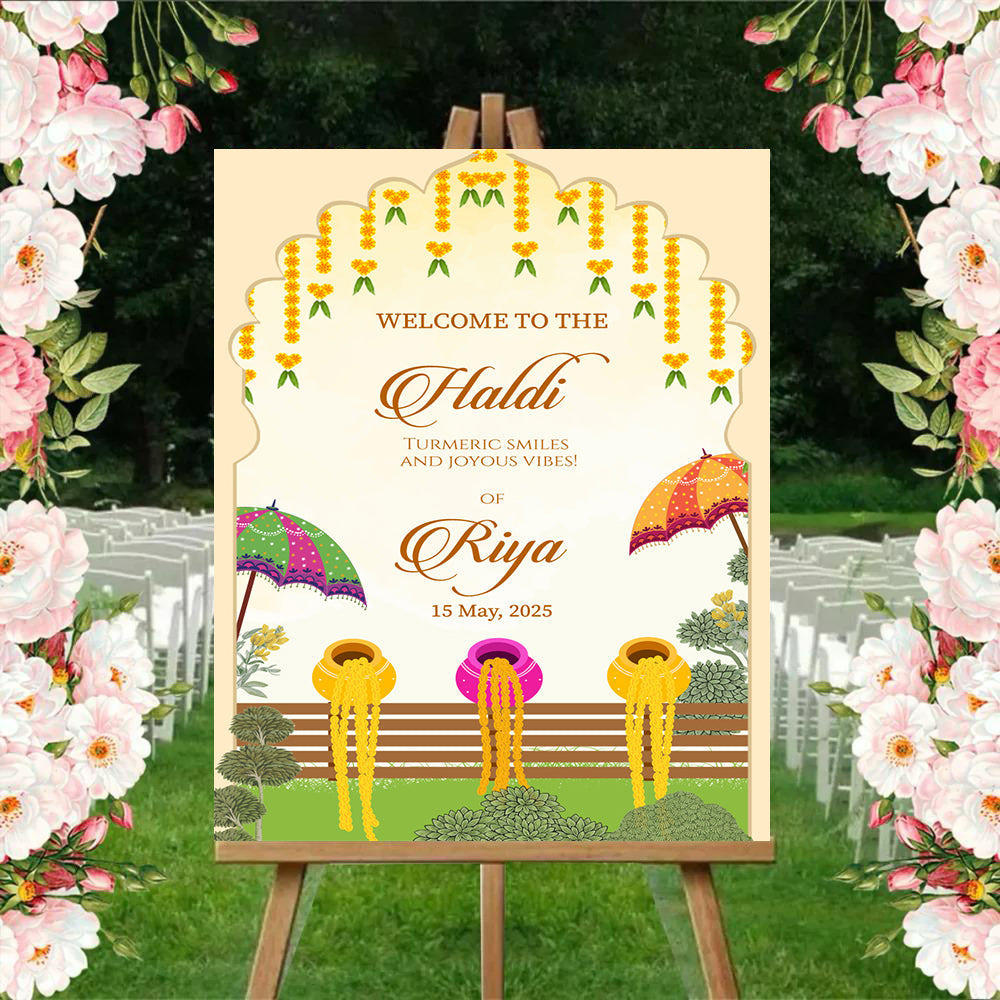 Haldi Ceremony Welcome Board for Decoration