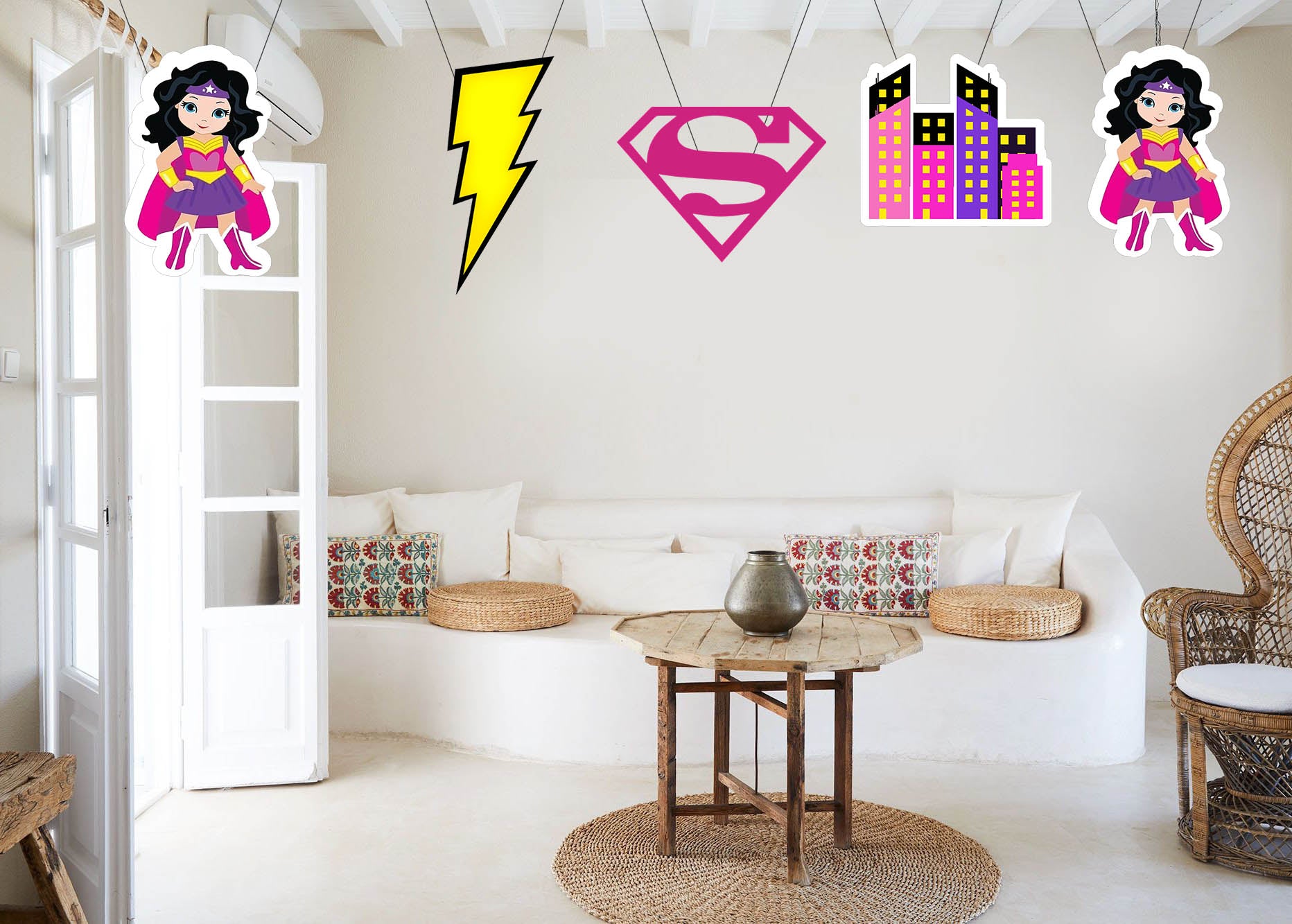 Super Girl Theme Birthday Party Theme Hanging Set for Decoration