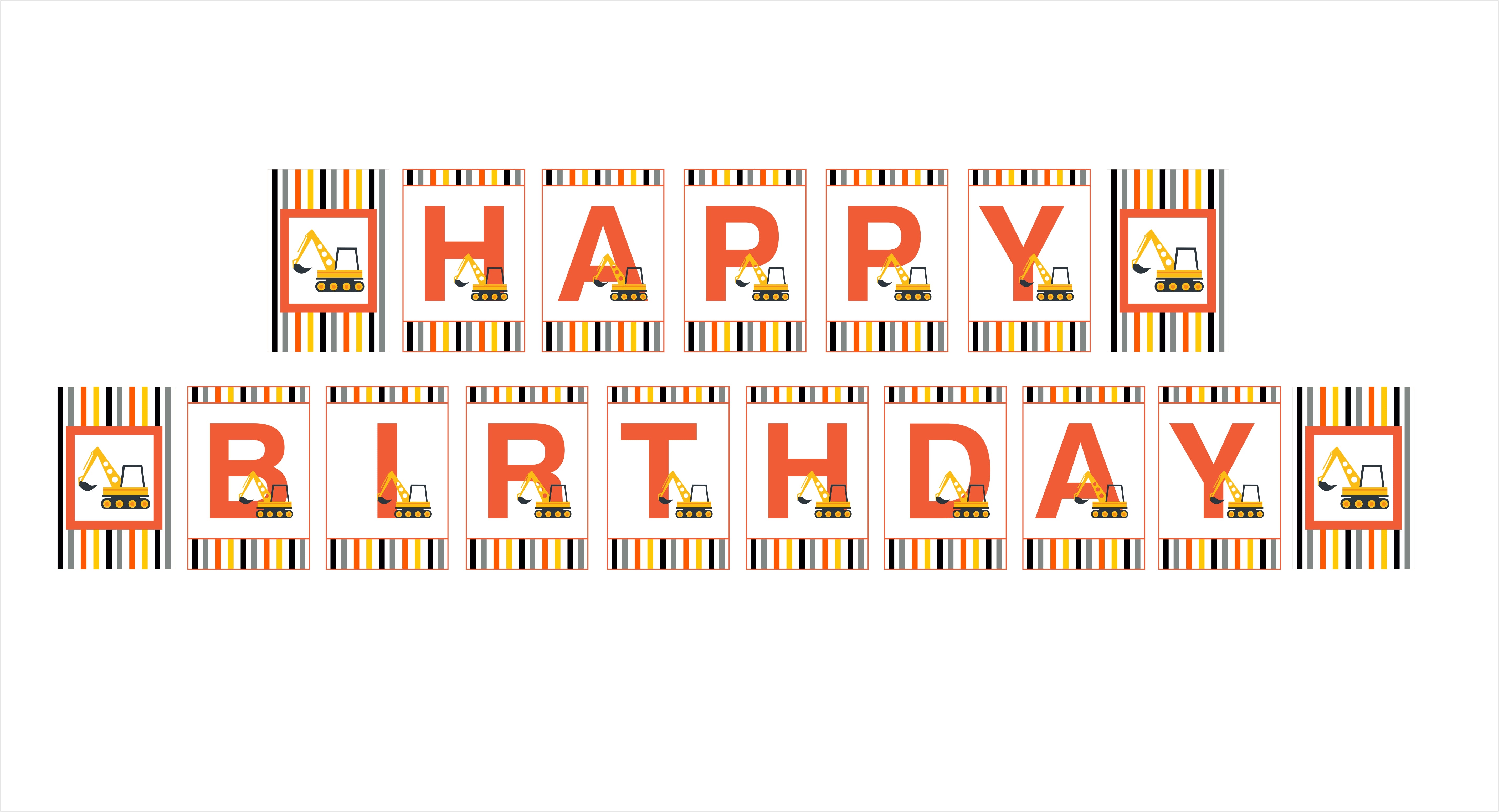 Construction Theme Birthday Party Banner for Decoration