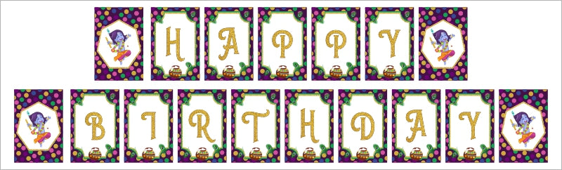 Little Krishna Theme Birthday Party Banner for Decoration