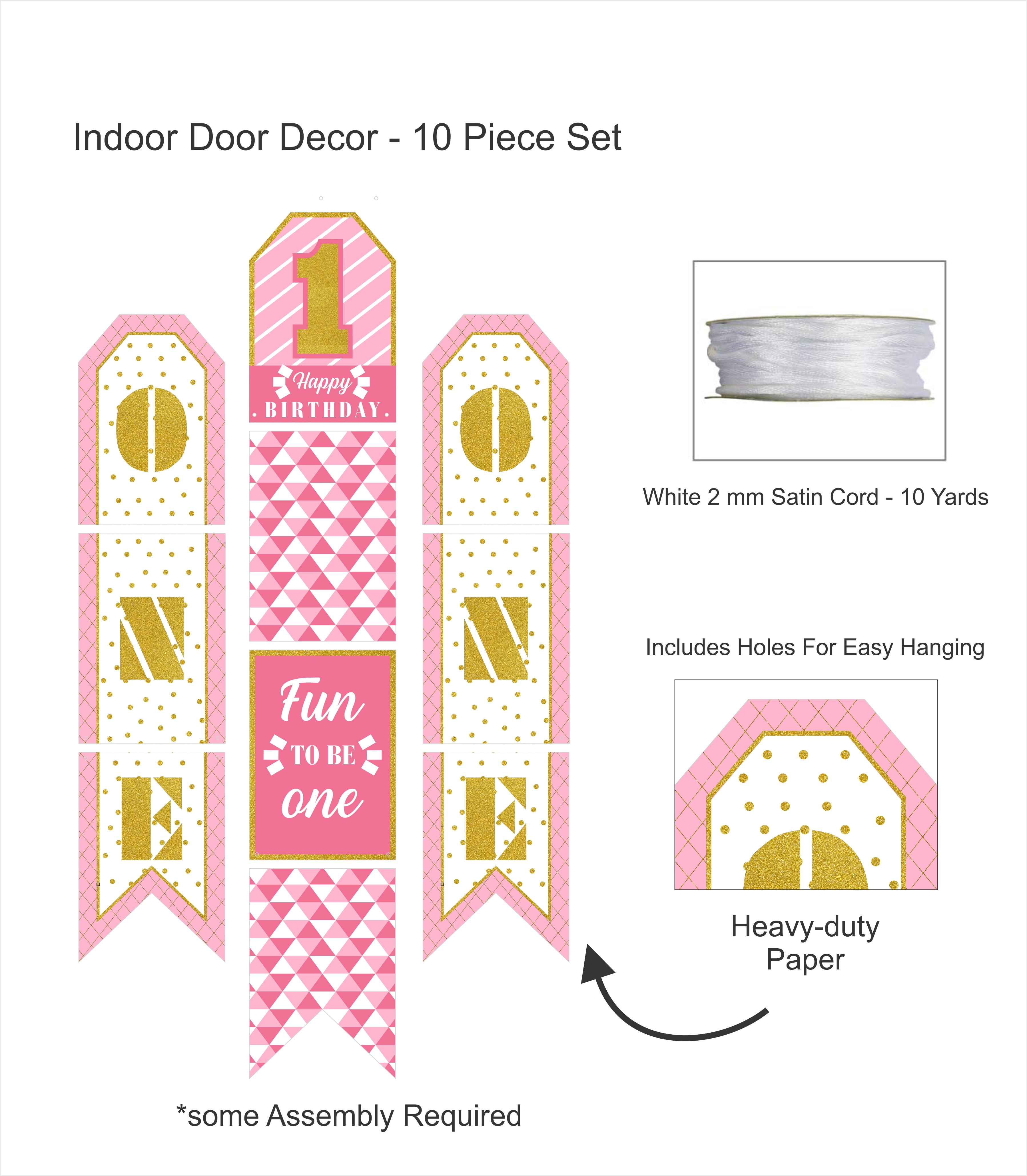 One Is Fun Theme Birthday Paper Door Banner/ Wall Decoration.