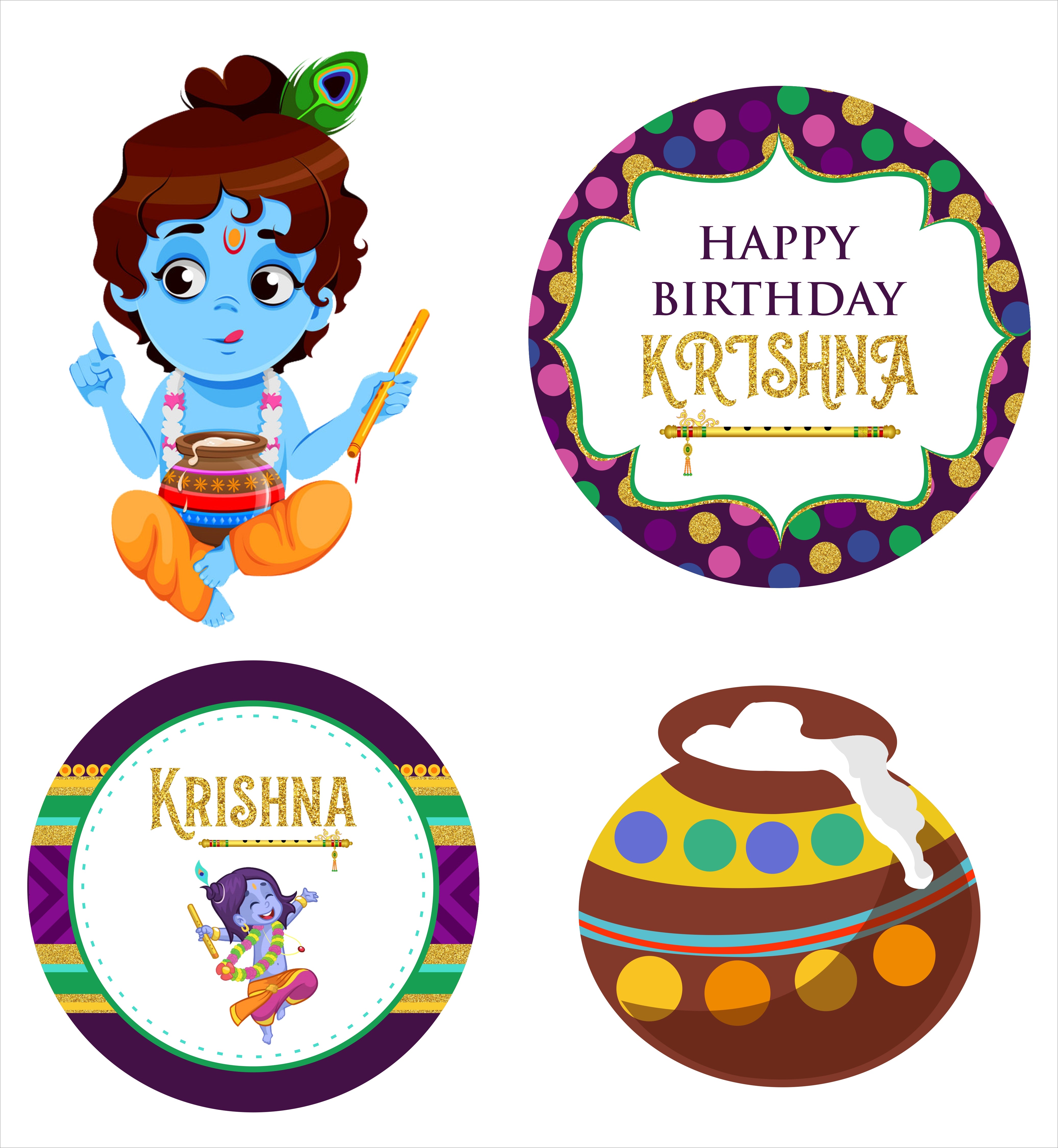 Little Krishna Birthday Party Theme Hanging Set for Decoration