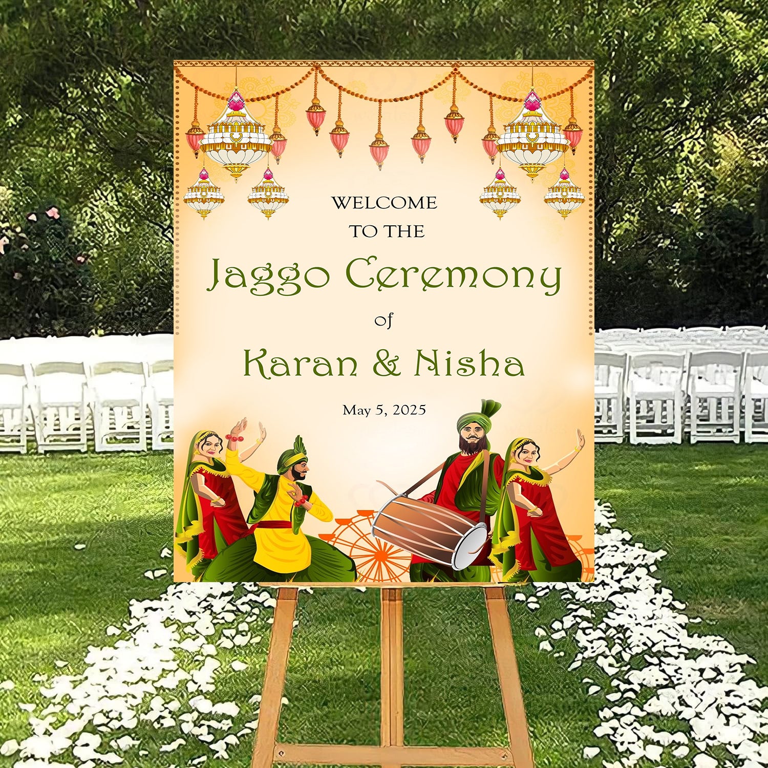 Jaggo Welcome Signage for Punjabi Wedding Decoration