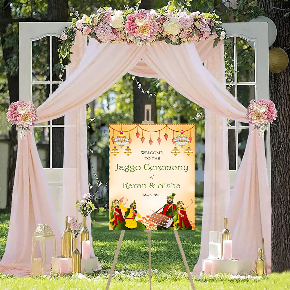 Jaggo Welcome Signage for Punjabi Wedding Decoration