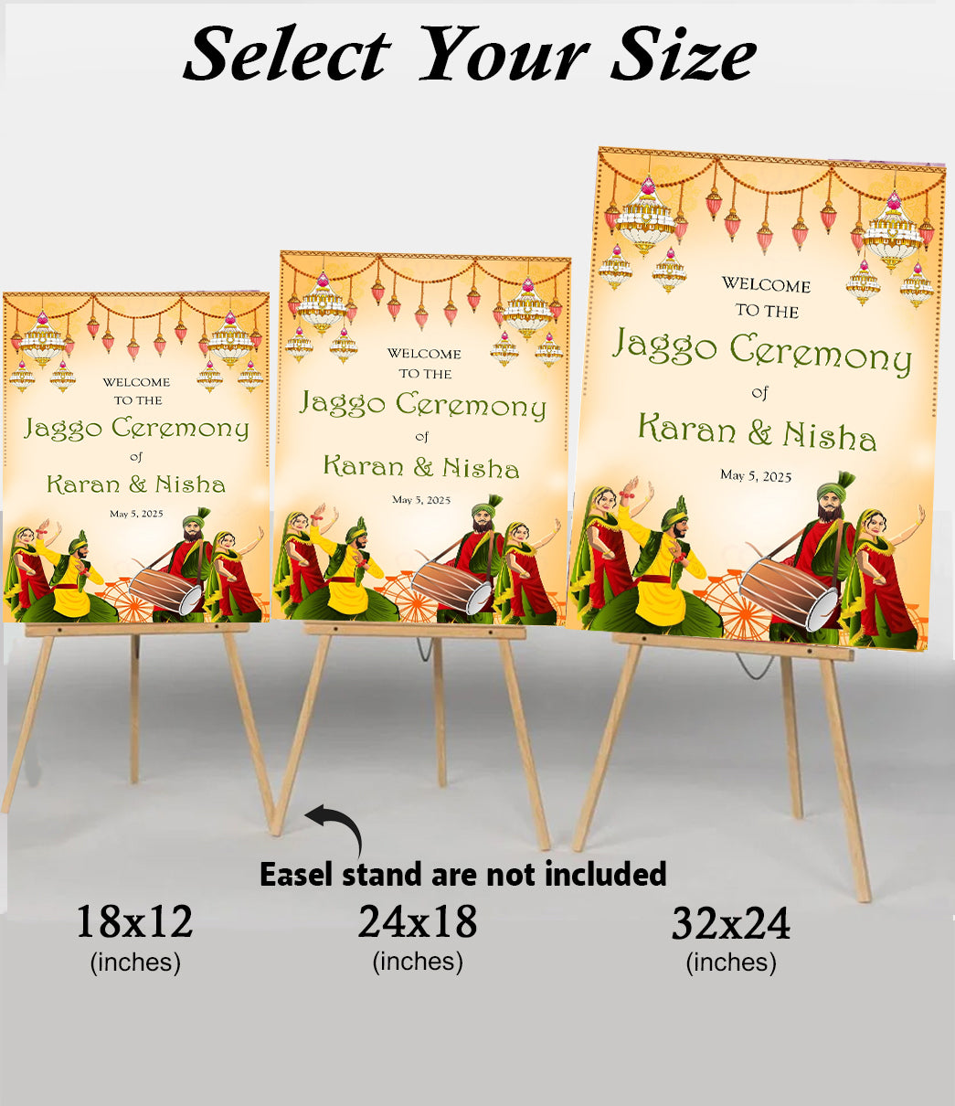 Jaggo Welcome Signage for Punjabi Wedding Decoration