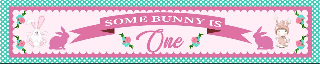 Bunny Birthday Party Long Banner for Decoration