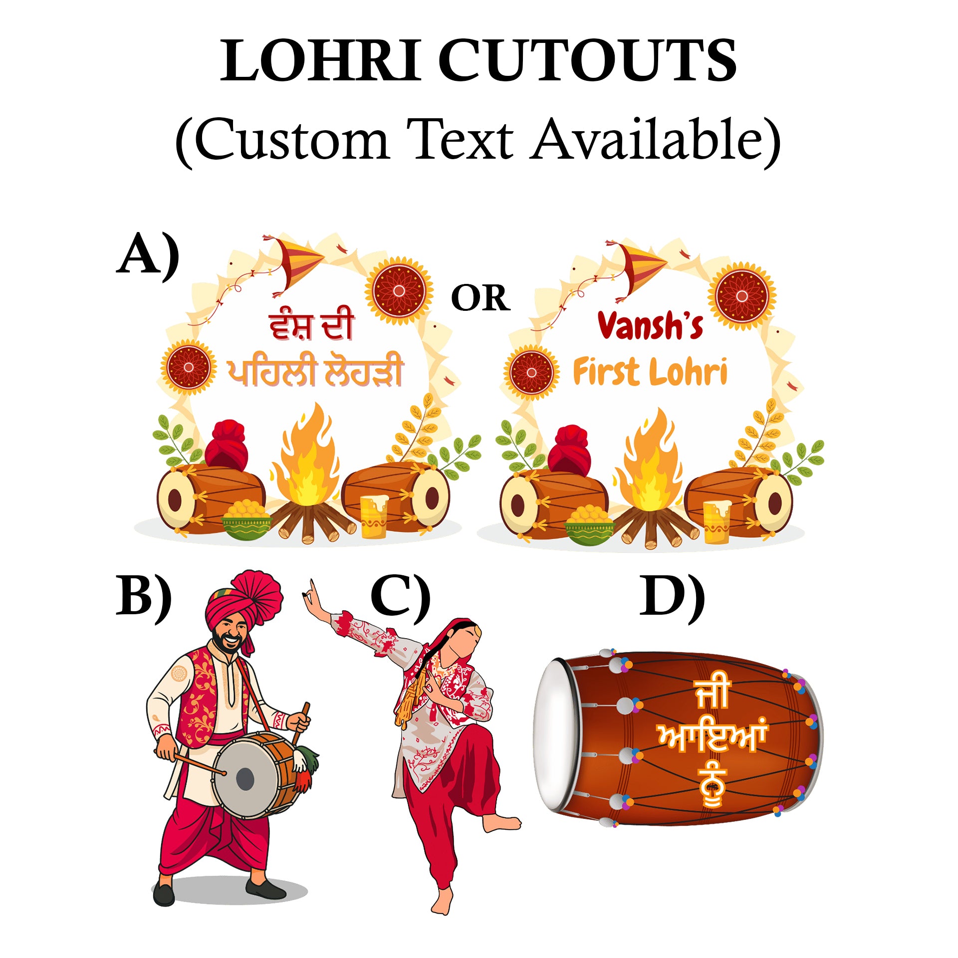 Lohri Party Cutouts / Props