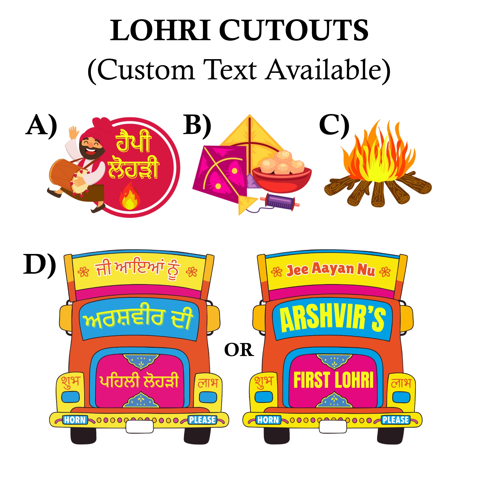 Lohri Party Cutouts / Props
