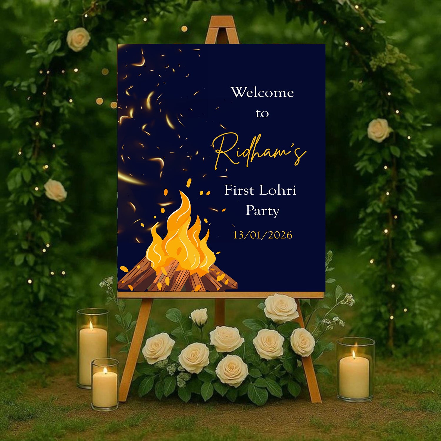 Lohri Party Personalized Yard Sign/Welcome Board