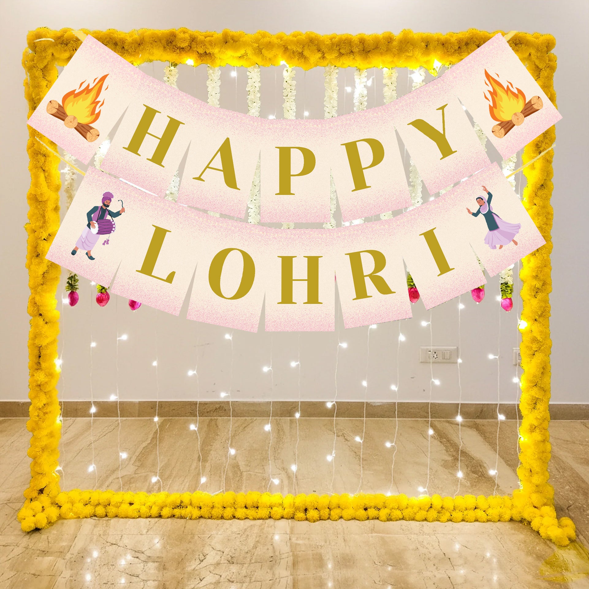 Happy Lohri Banner or Buntings for Decoration