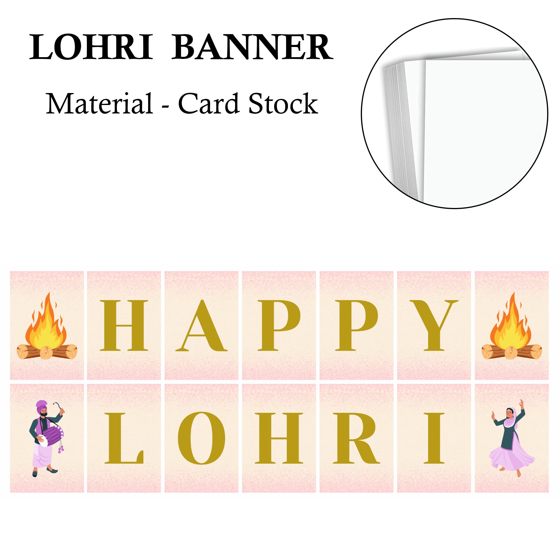 Happy Lohri Banner or Buntings for Decoration