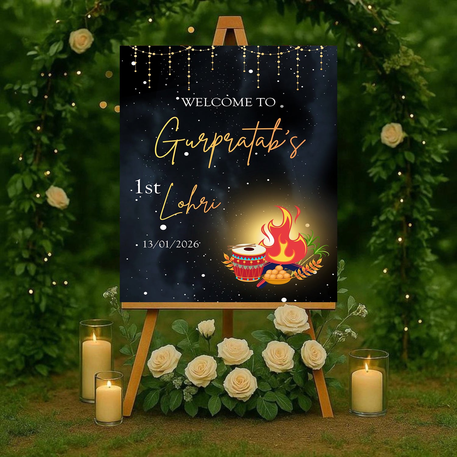 Lohri Party Personalized Yard Sign/Welcome Board (Copy)