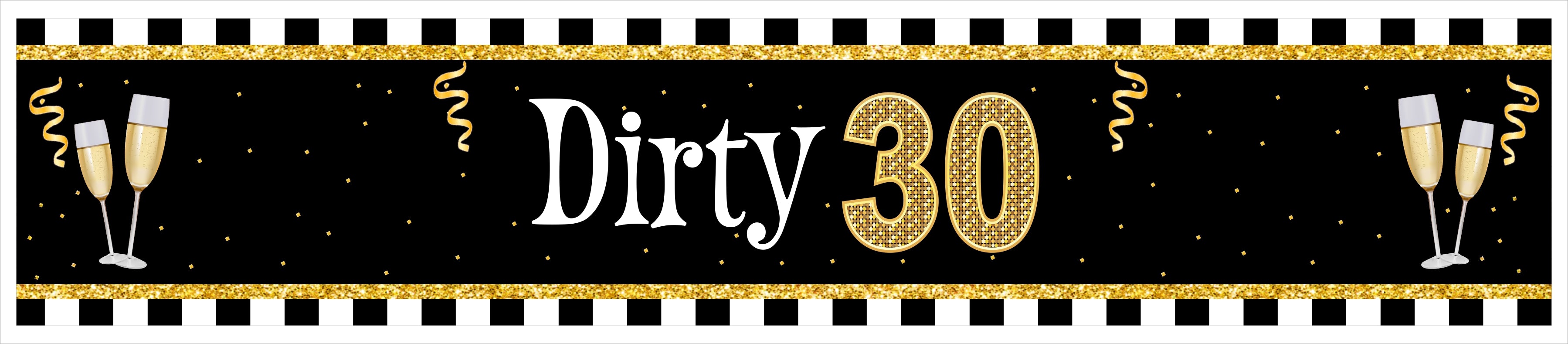 30th Theme Birthday Party Long Banner for Decoration