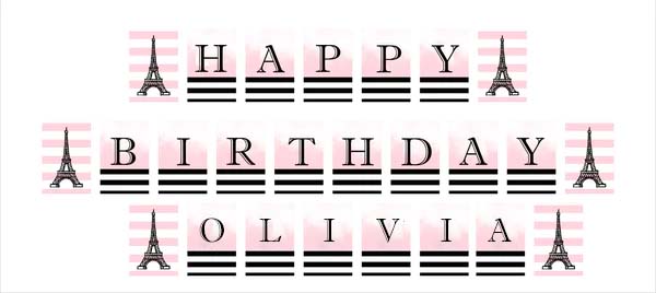 Paris Theme Birthday Party Banner for Decoration