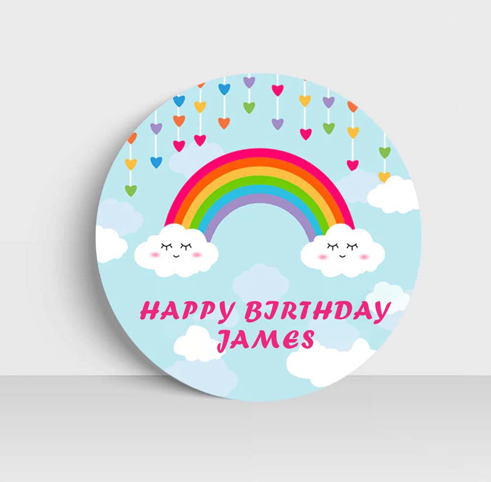 Rainbow Theme Birthday Party Round Backdrop