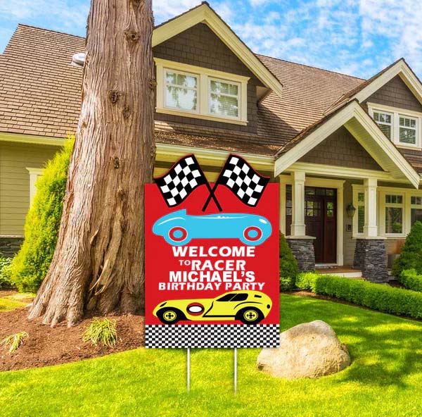 Racing Car Theme Birthday Party Yard Sign/Welcome Board