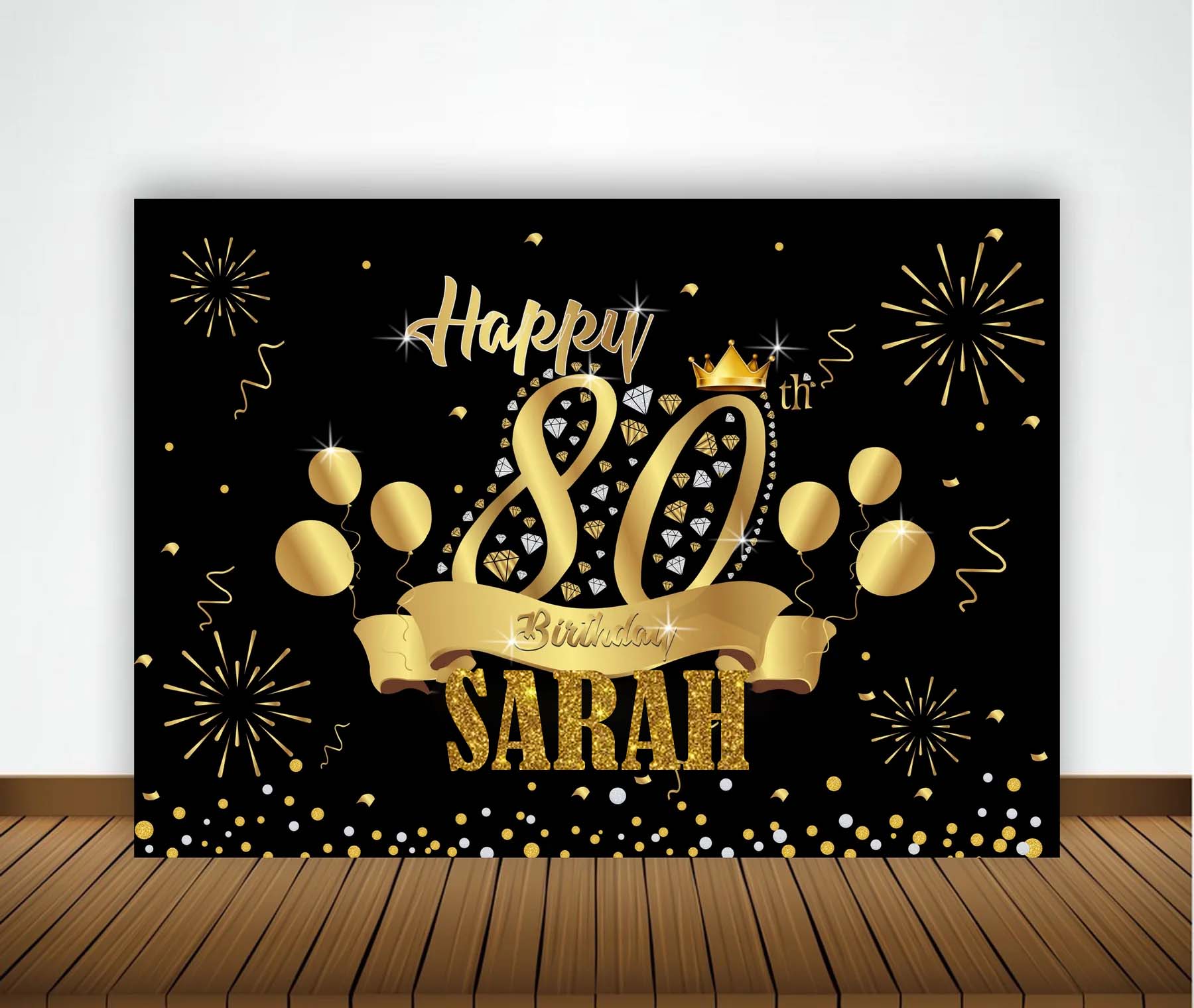 80th Birthday Party Personalized Backdrop