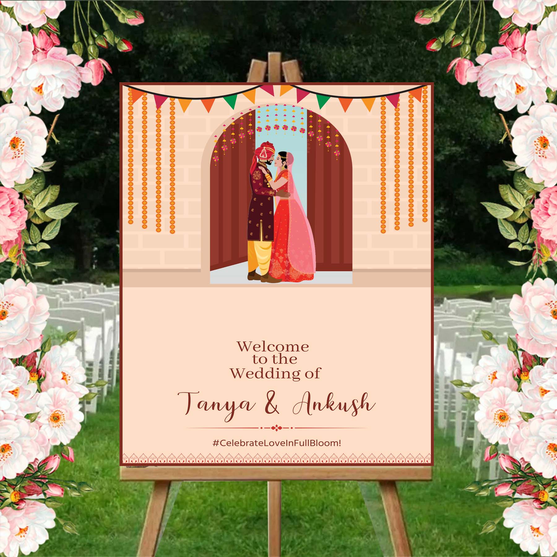 Indian Wedding Ceremony Welcome Board Sign for Decoration