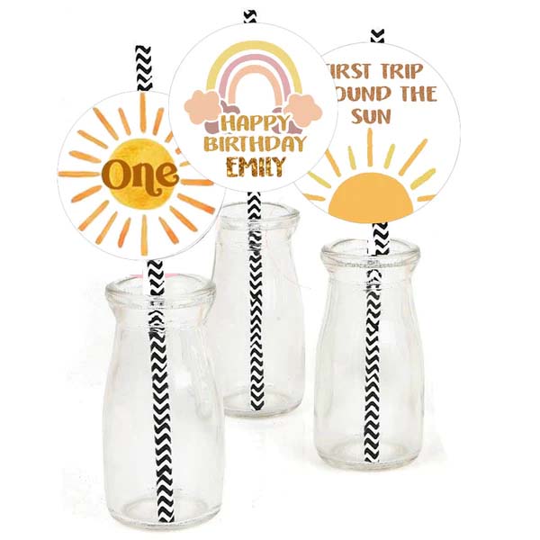First Trip Around The Sun Birthday Party Paper Decorative Straws