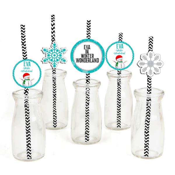 Winter Wonderland Birthday Party Paper Decorative Straws