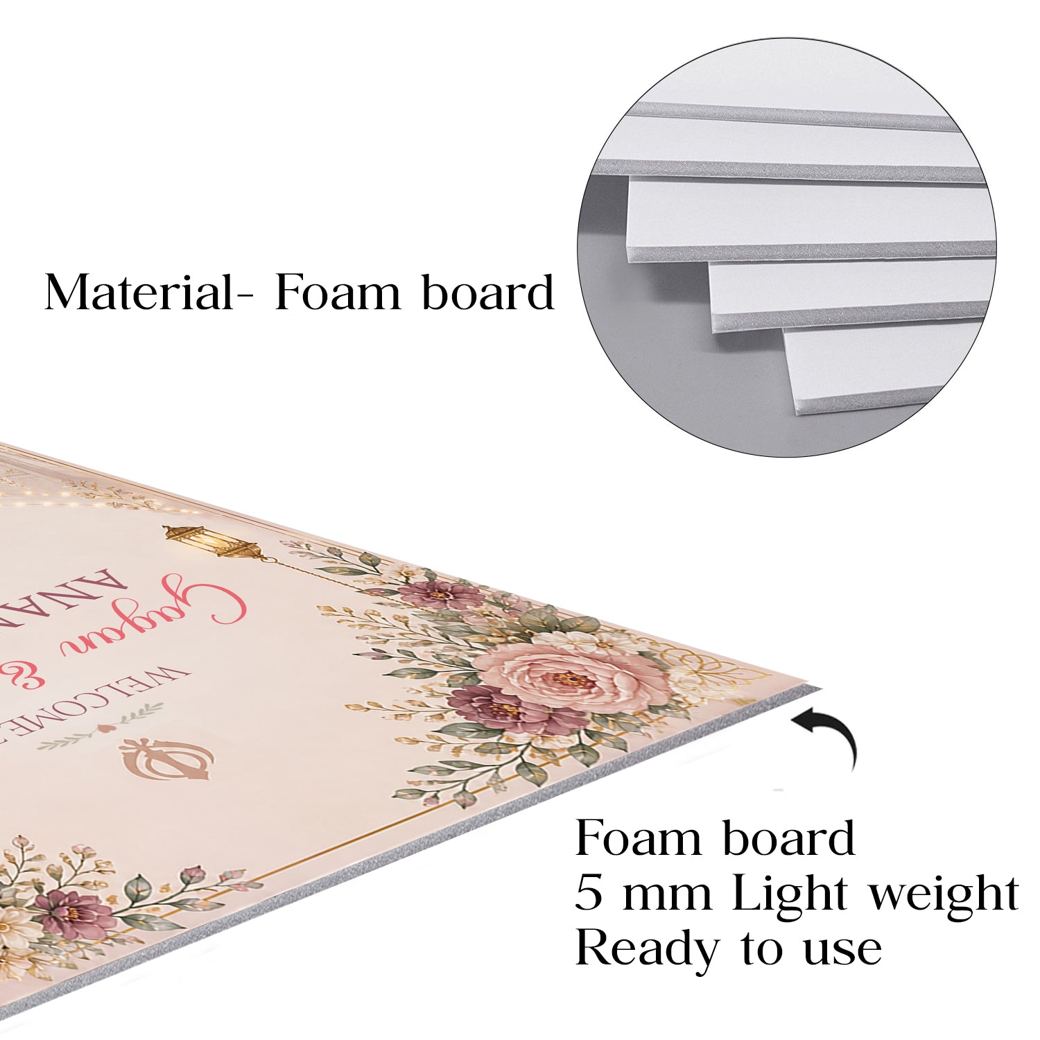 Indian Punjabi Wedding Anand Karaj Ceremony Welcome Board for Decoration