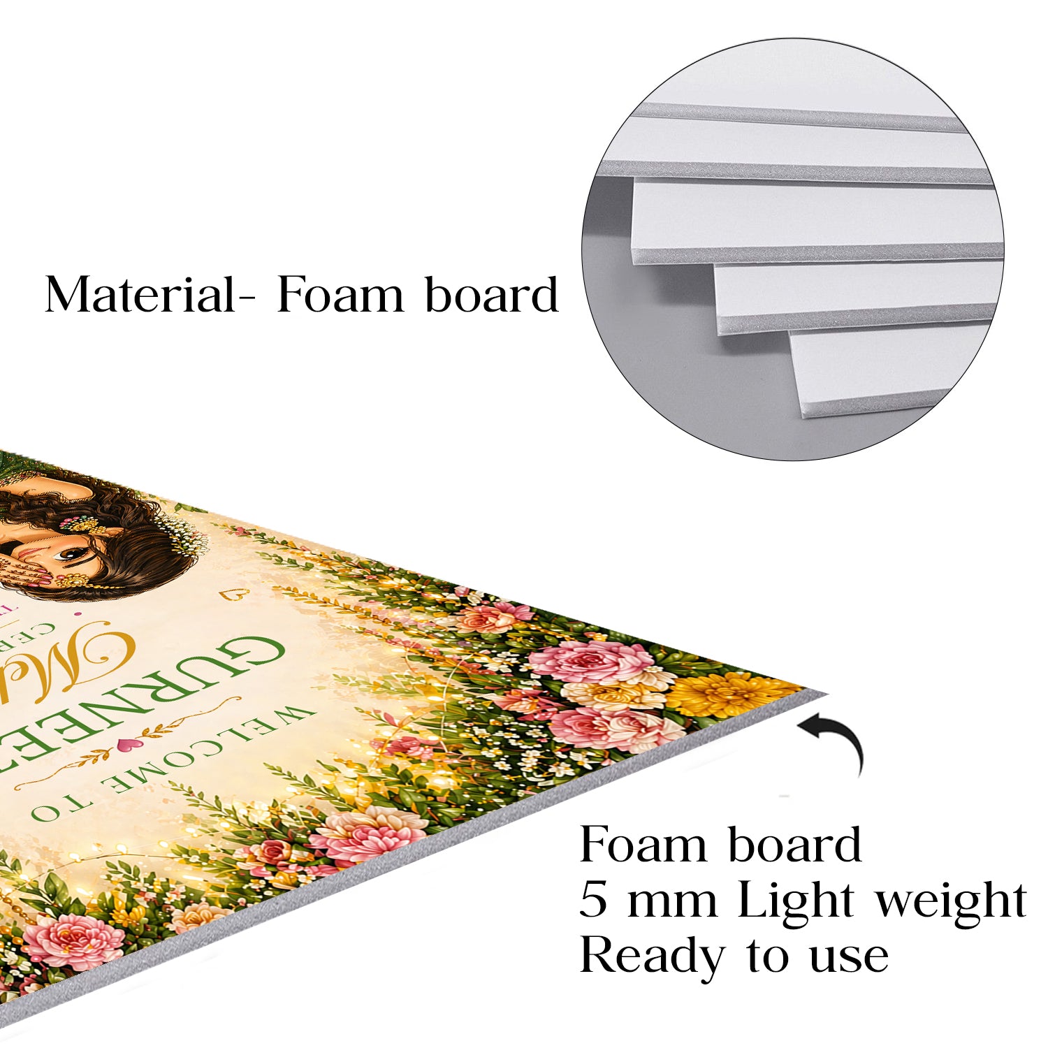 Personalized Mehndi / Henna Welcome Board for Wedding Decorations.