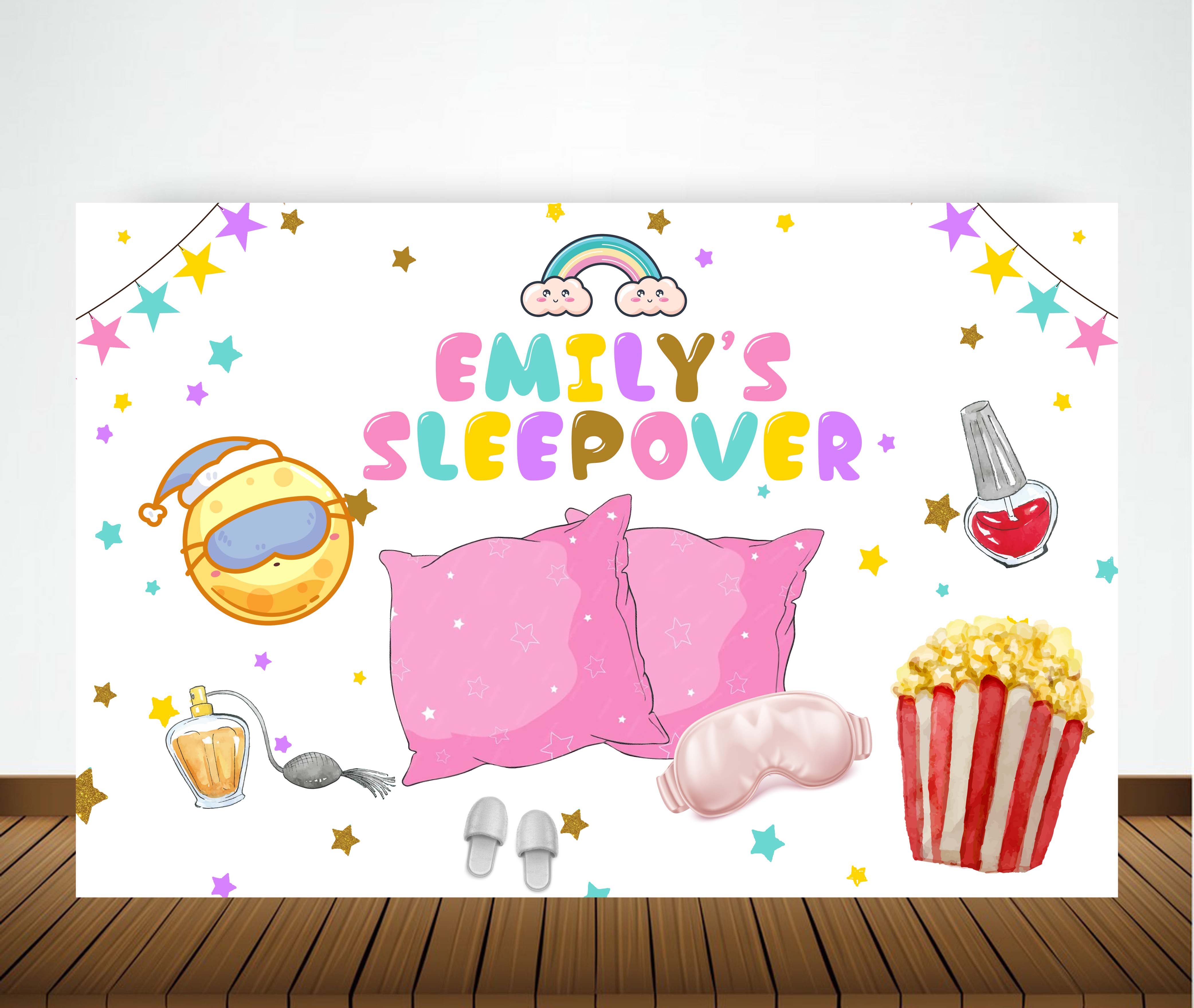 Pyjama Birthday Party Personalized Backdrop.