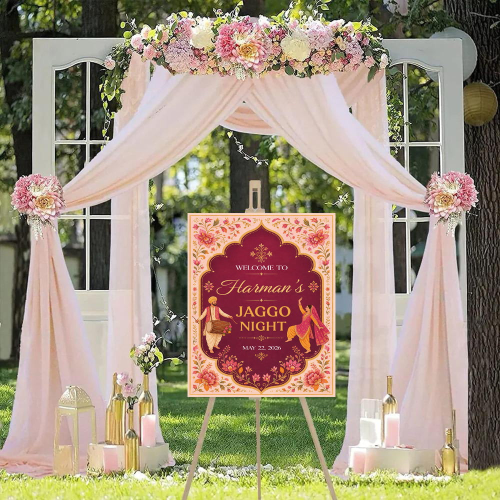 Jaggo Welcome Signage for Punjabi Wedding Decoration