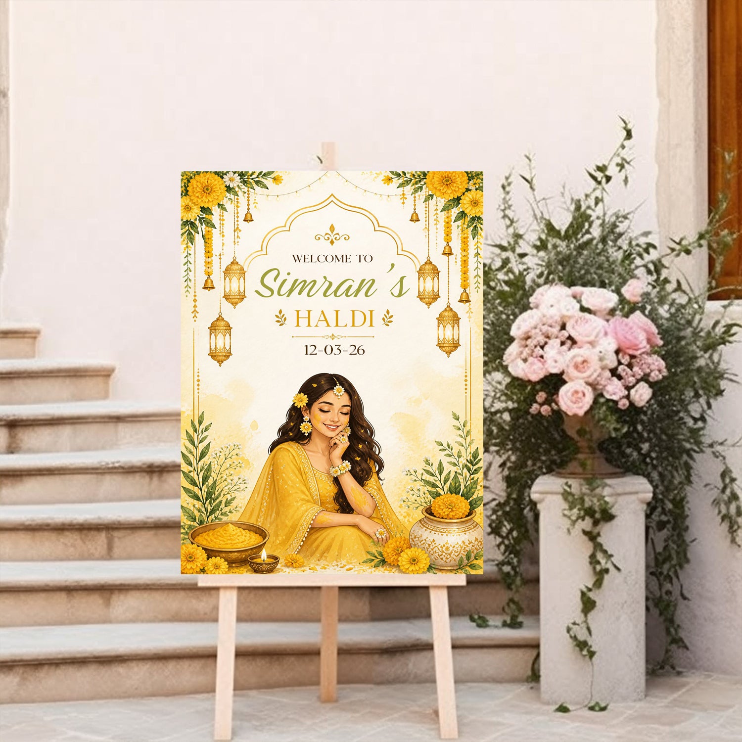 Haldi / Maiyan Ceremony Welcome Board for Decoration