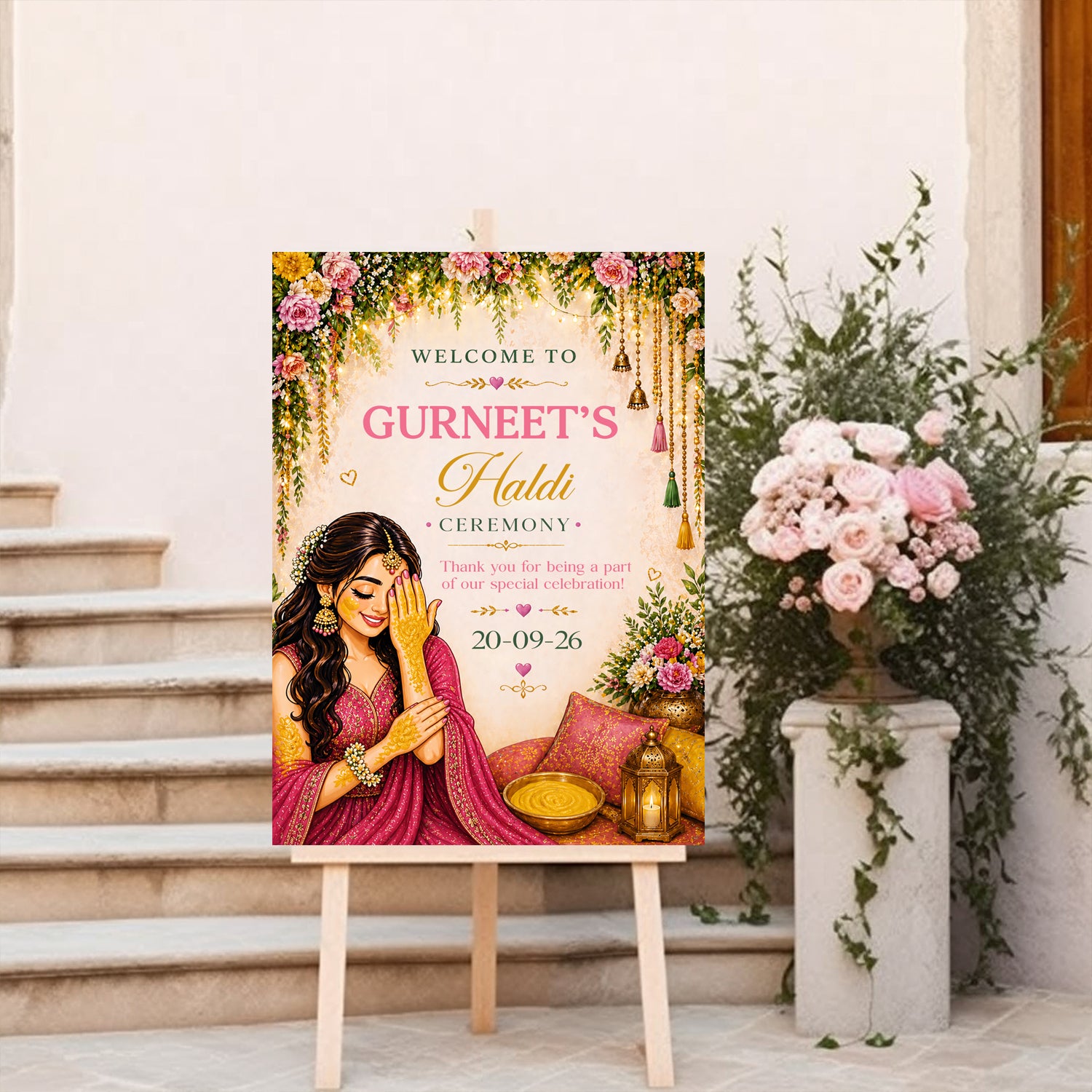 Haldi / Maiyan Ceremony Welcome Board for Decoration