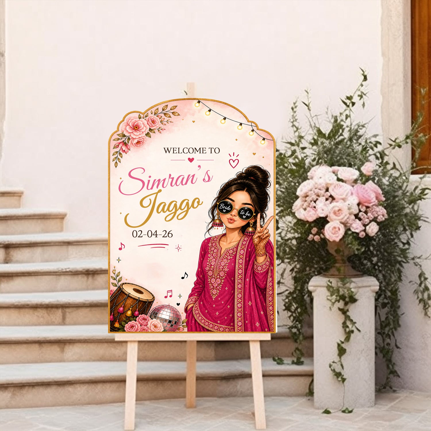 Jaggo Welcome Signage for Punjabi Wedding Decoration