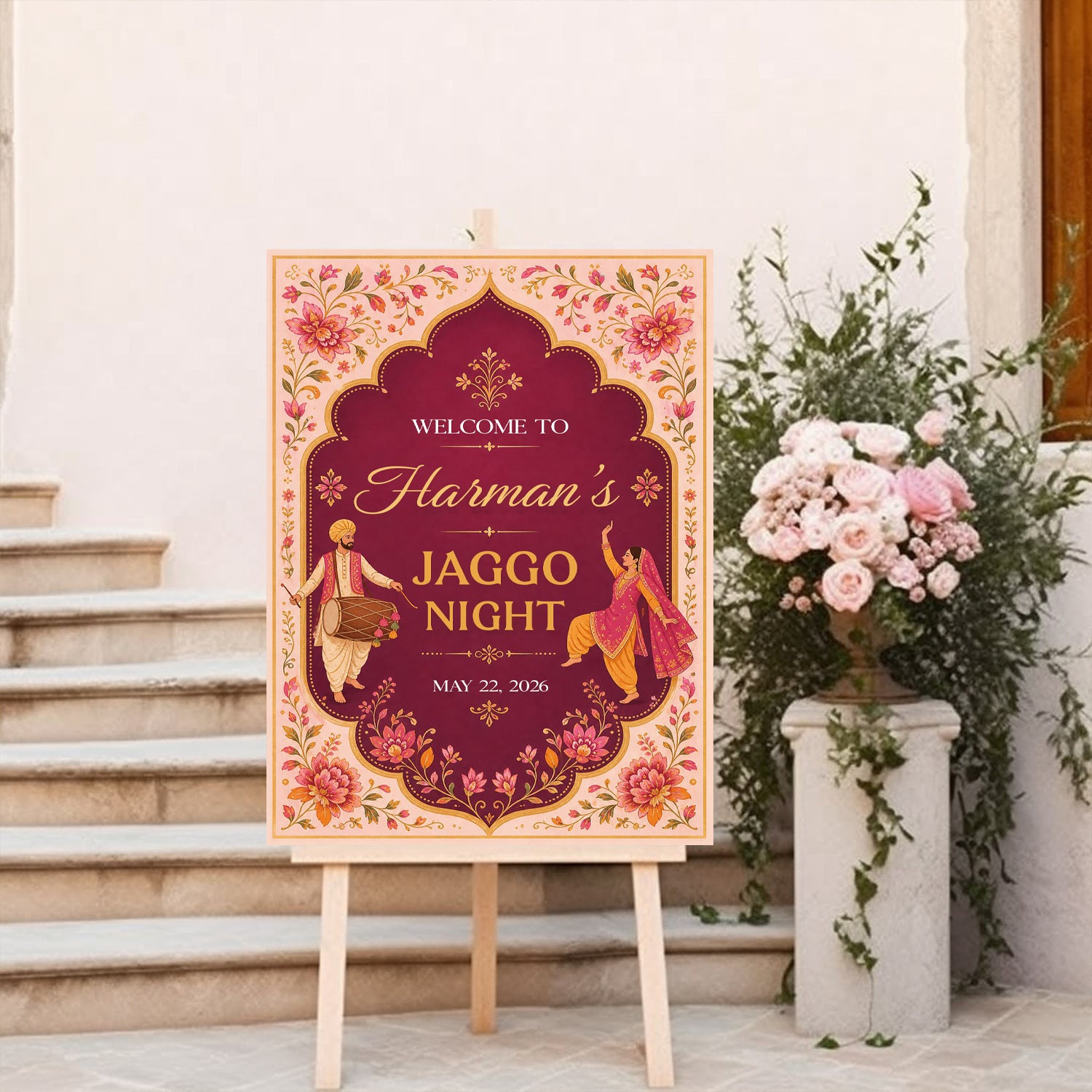 Jaggo Welcome Signage for Punjabi Wedding Decoration