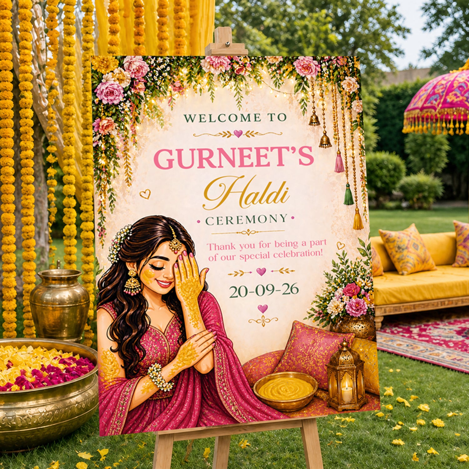Haldi / Maiyan Ceremony Welcome Board for Decoration