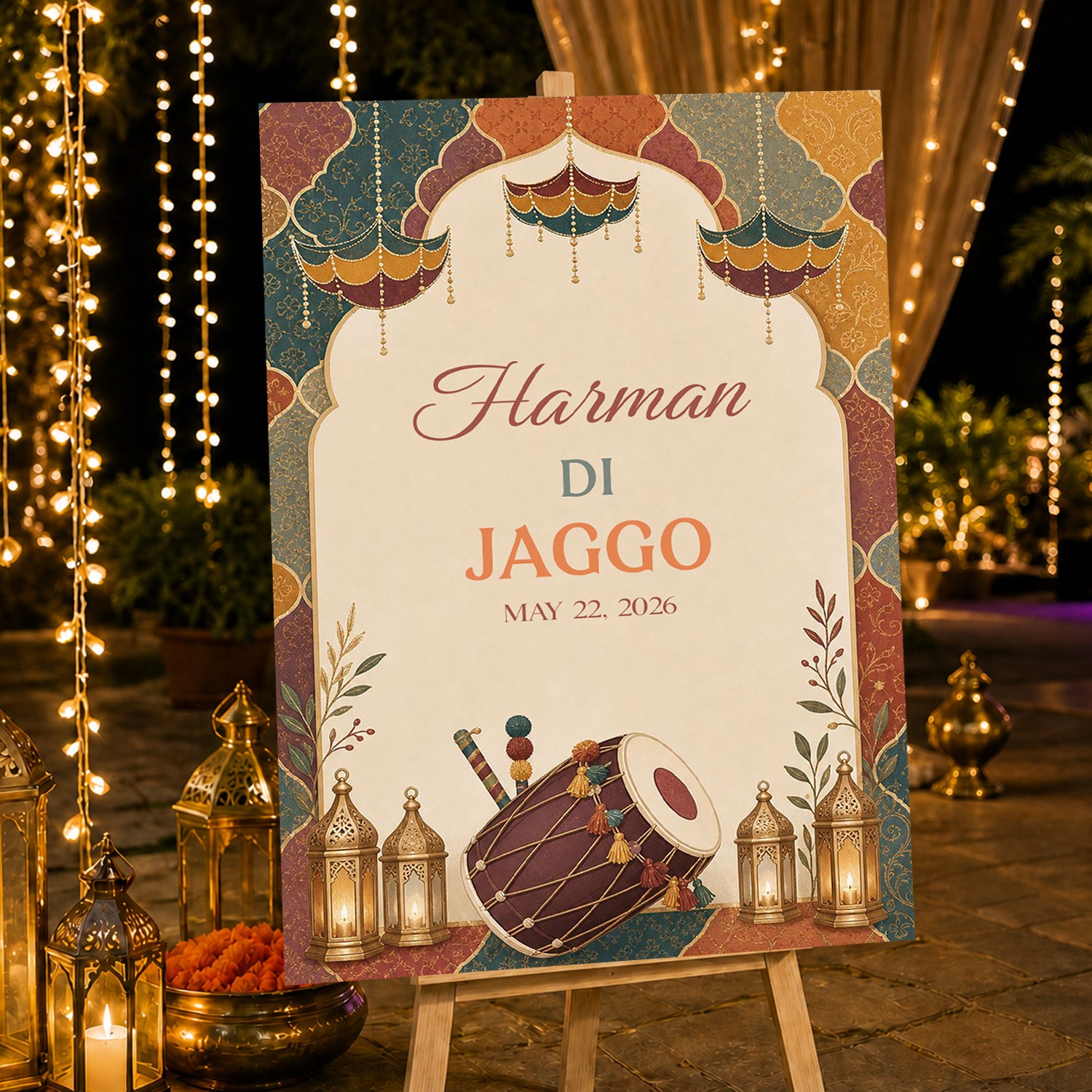 Jaggo Welcome Signage for Punjabi Wedding Decoration