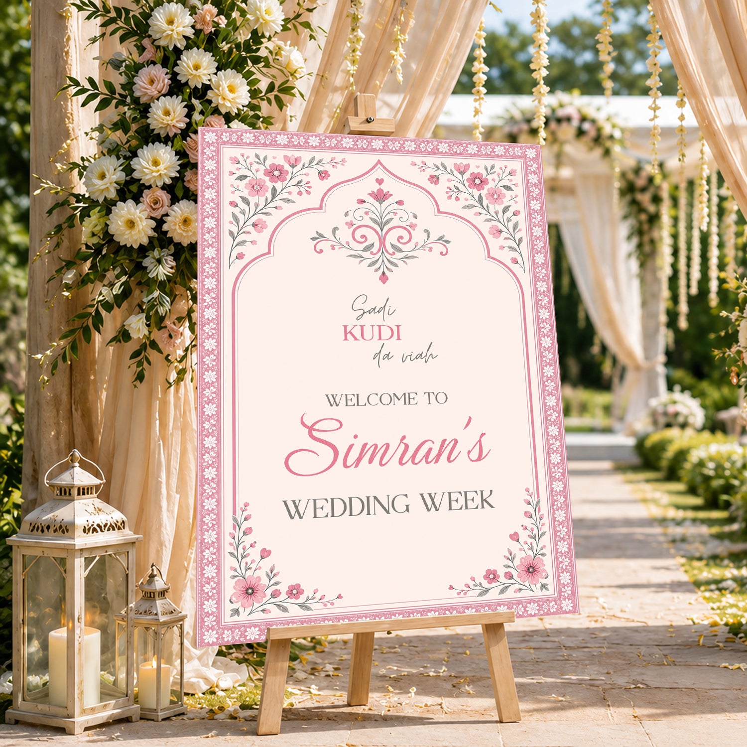 Indian Wedding Week Ceremony Welcome Board for Decoration