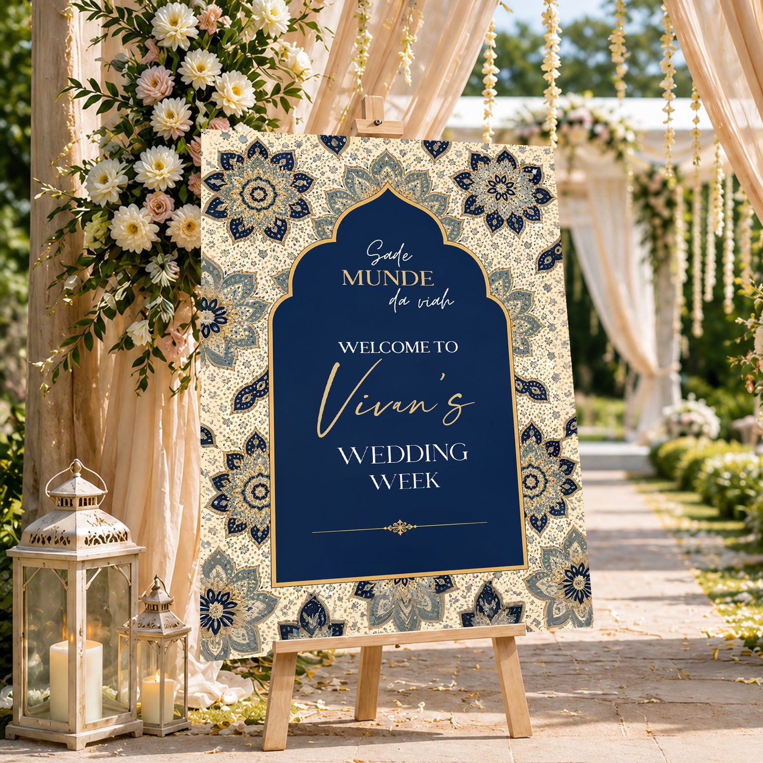 Indian Wedding Week Ceremony Welcome Board for Decoration