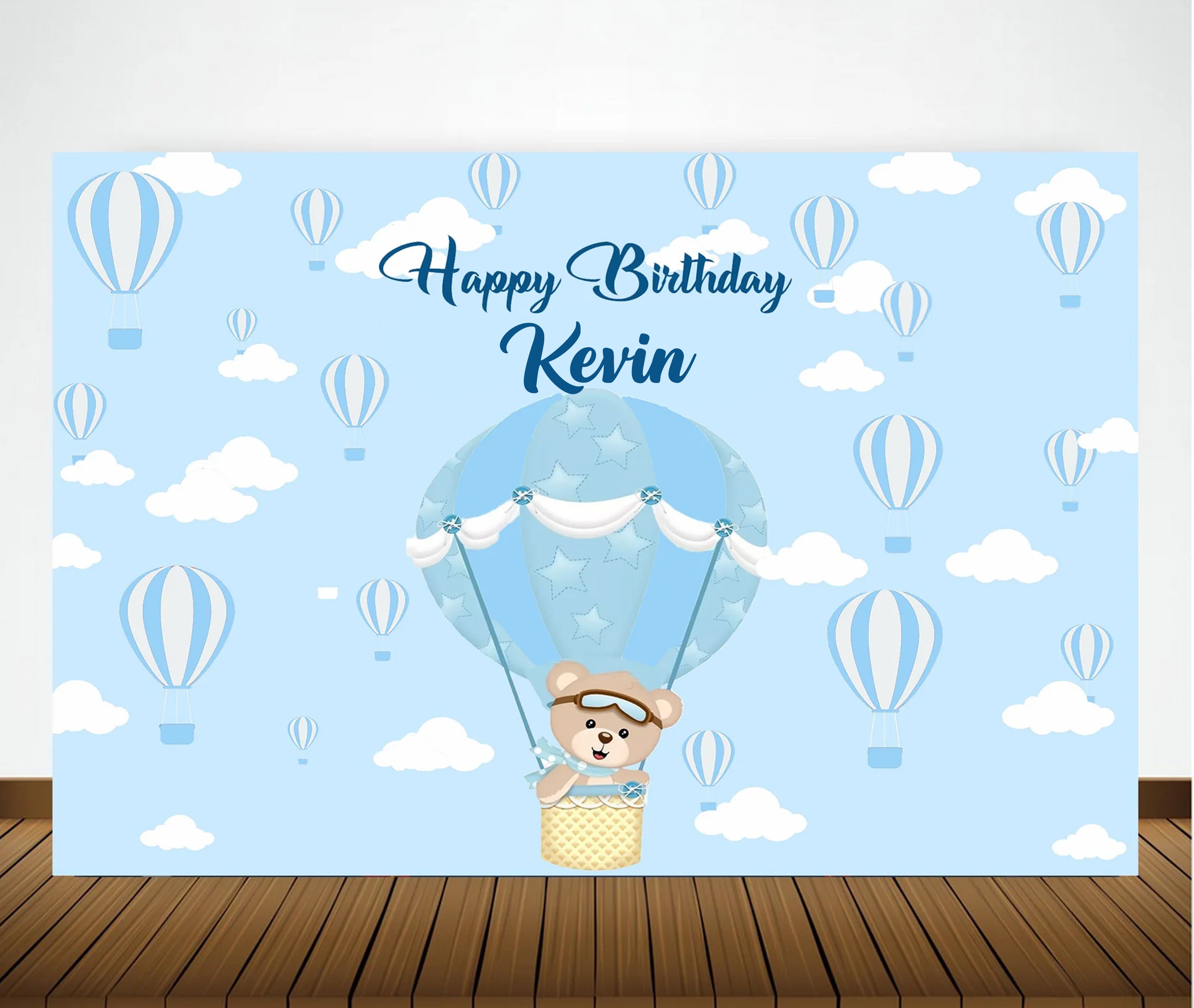 Hot Air Birthday Party Personalized Backdrop