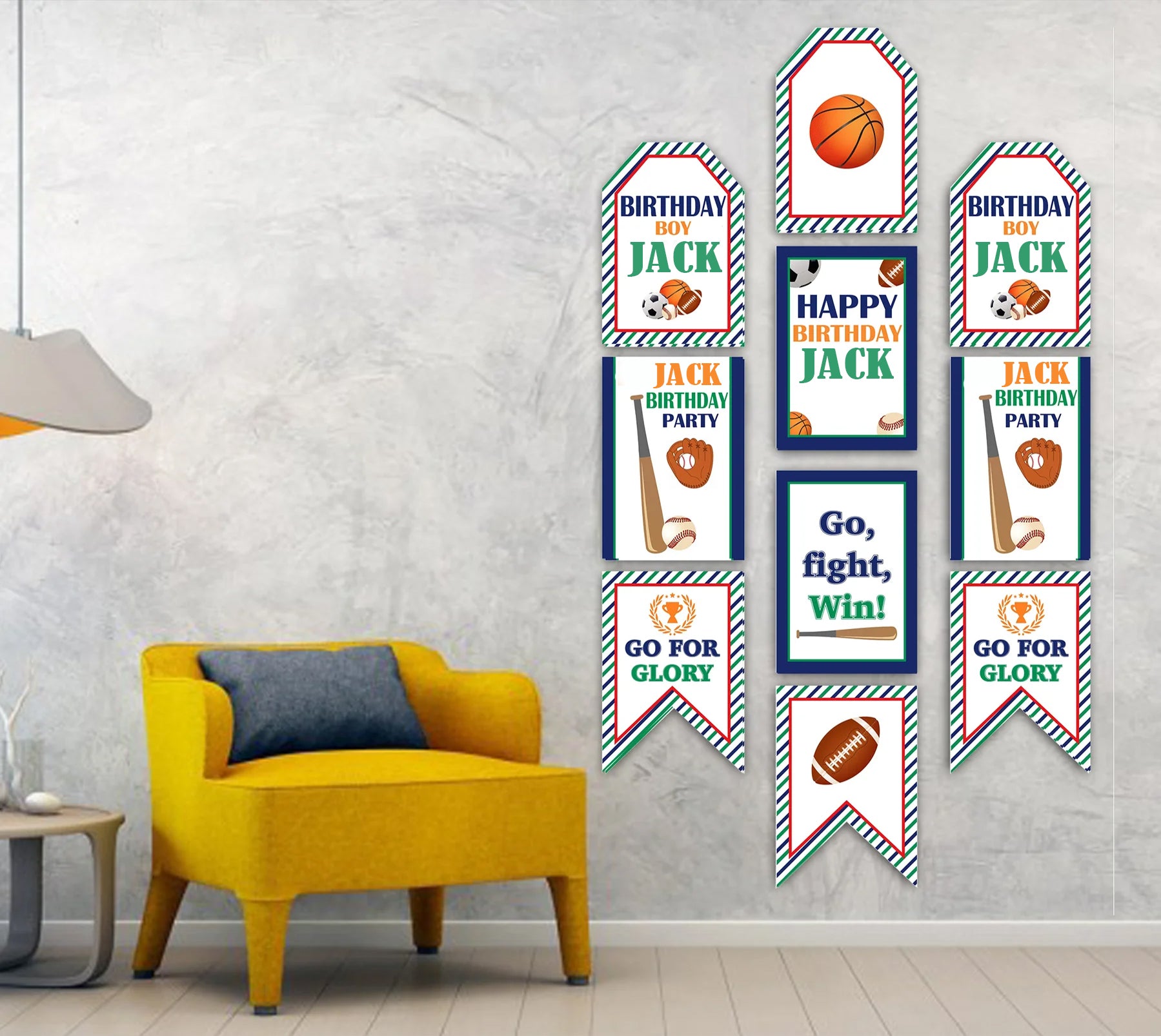 Sports Theme Birthday Paper Door Banner/ Wall Decoration.