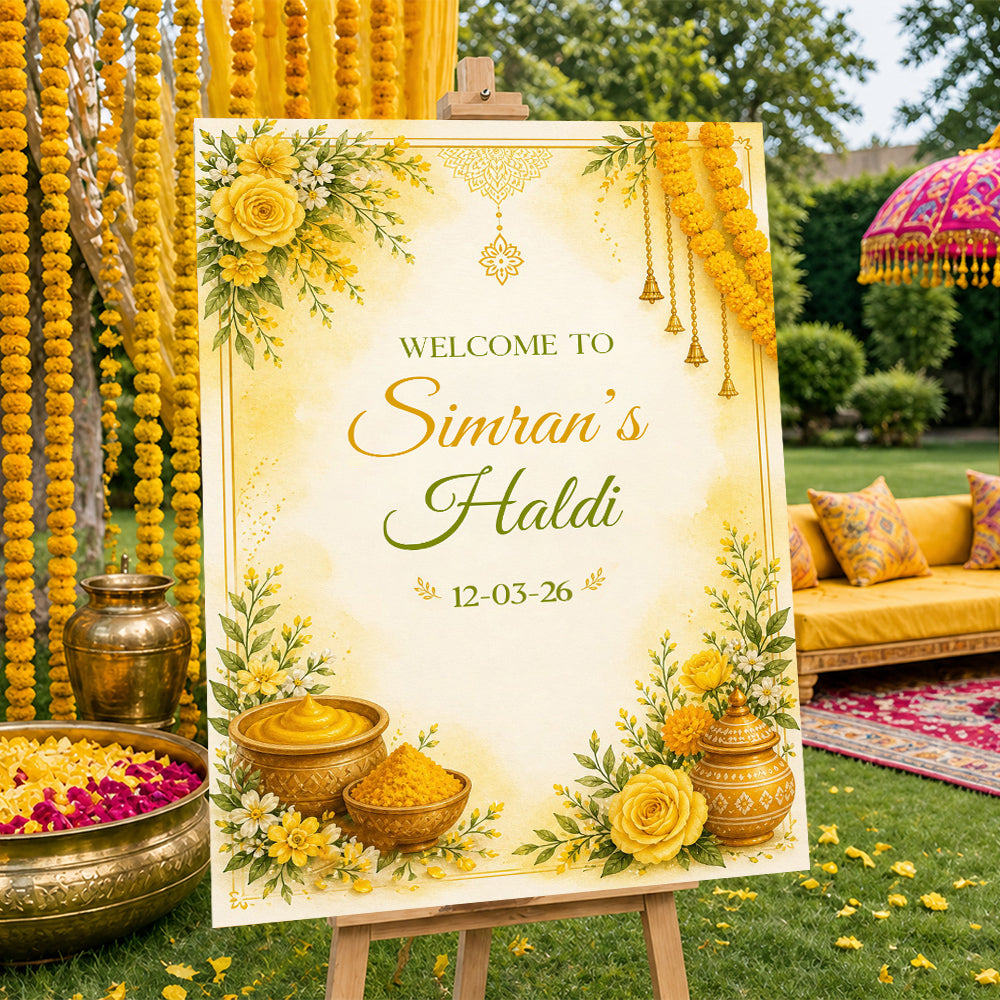 Haldi / Maiyan Ceremony Welcome Board for Decoration