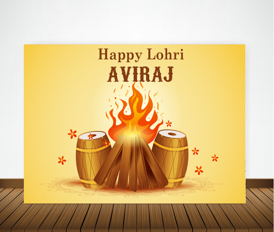 Lohri Party Personalized Backdrop for Decoration
