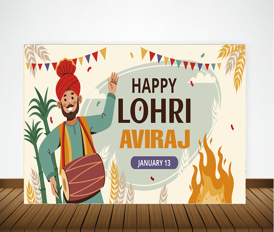 Lohri Party Personalized Backdrop Decoration