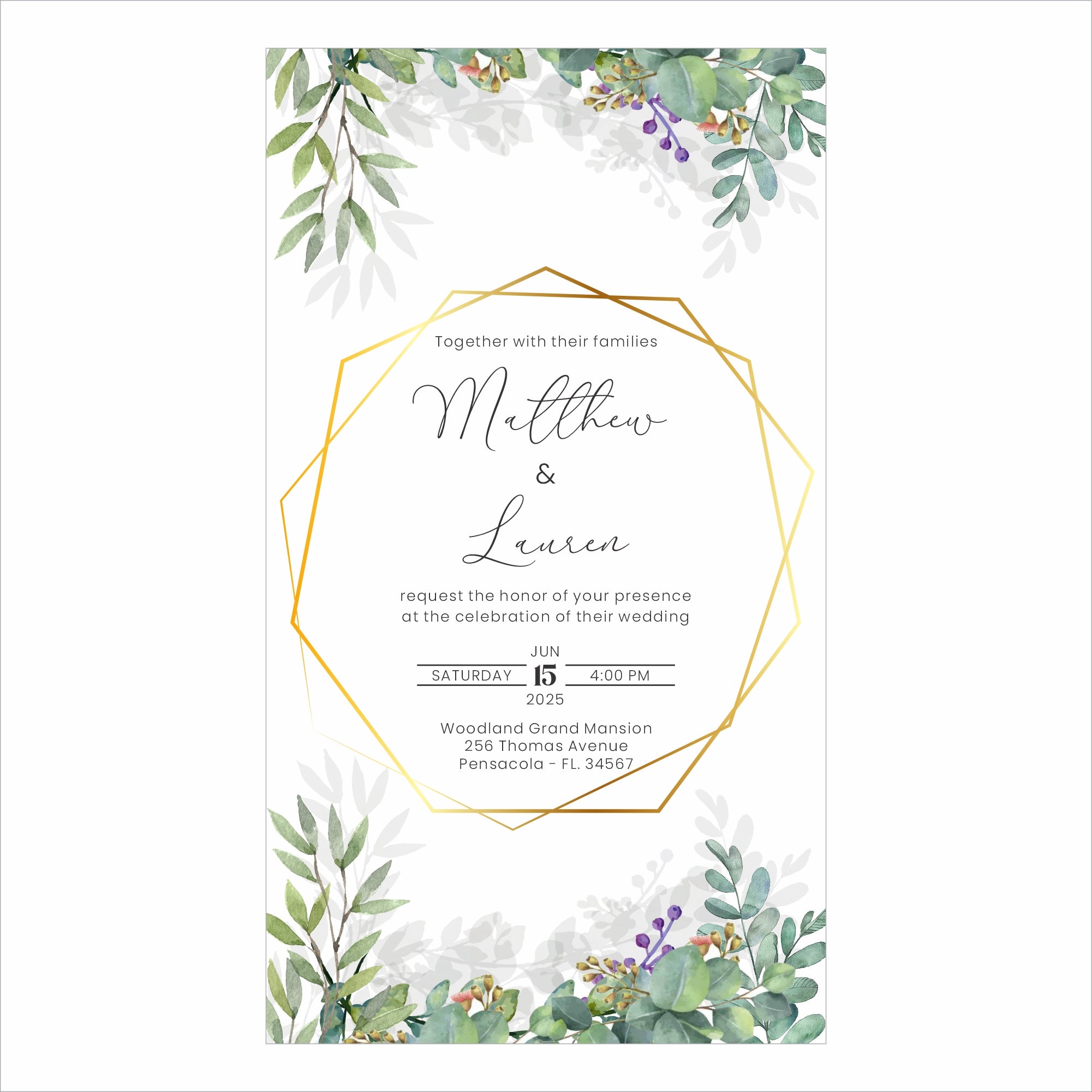 Greenery Theme Wedding E- Invite/Printed Invitation Card