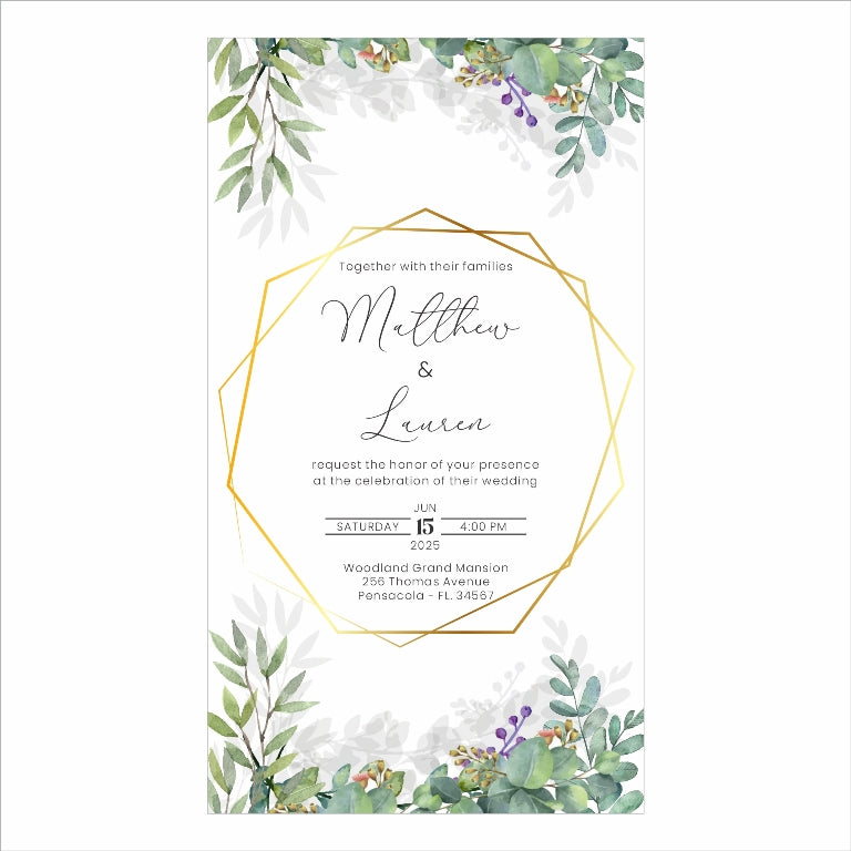 Greenery Theme Wedding E- Invite/Printed Invitation Card