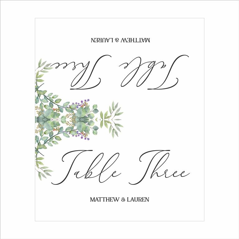 Greenery Theme Wedding Table Numbers/ Table Place Cards