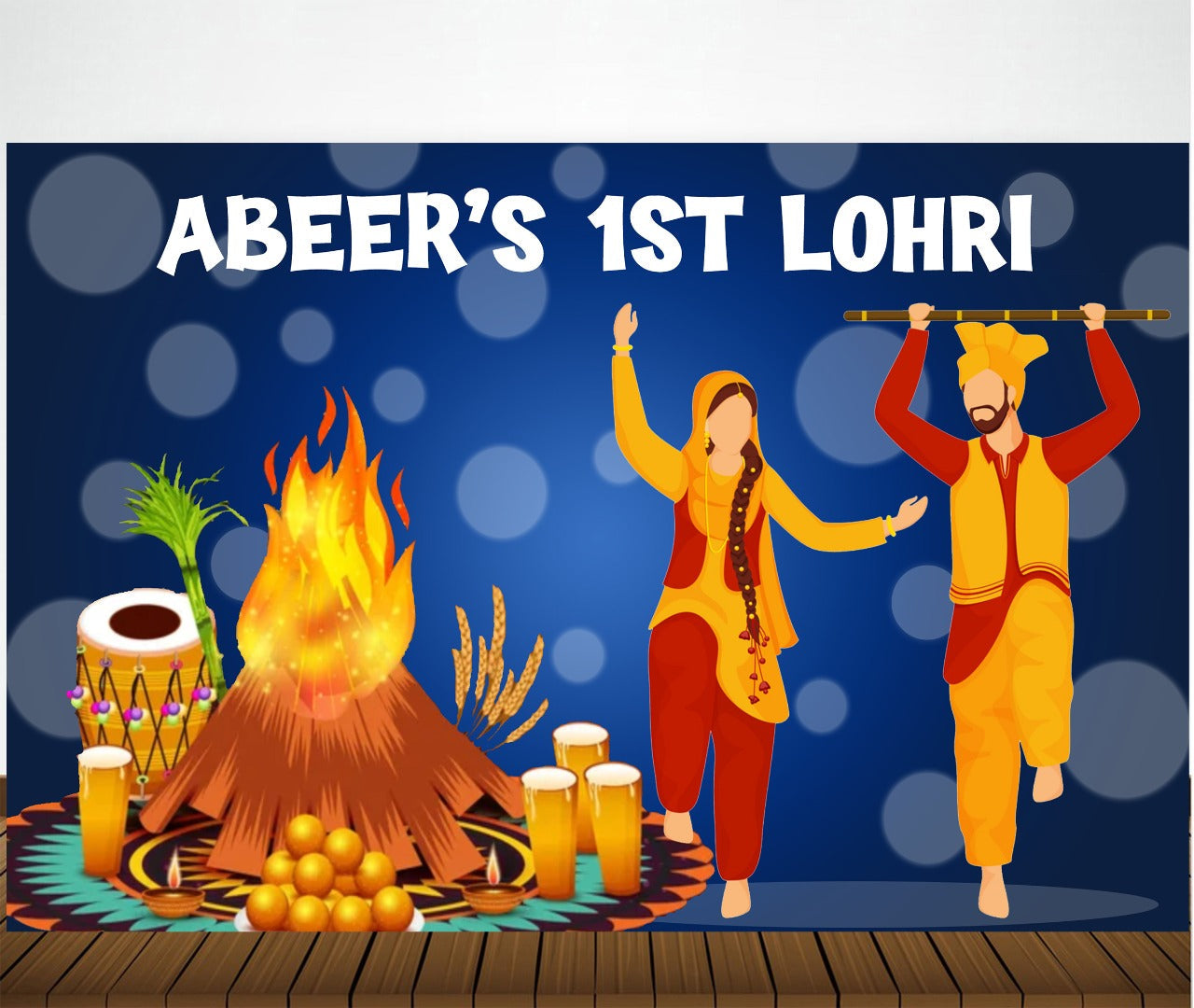 Lohri Party Personalized Backdrop for Decoration