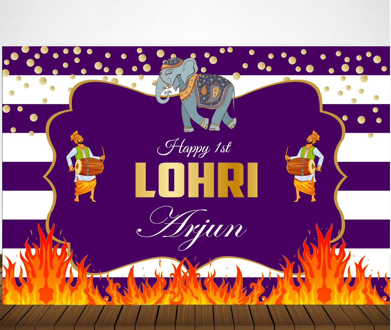 Lohri Party Personalized Backdrop for Decoration