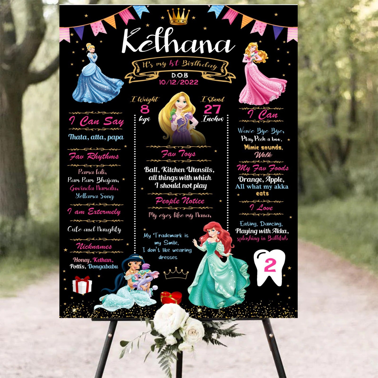 Princess Theme Customized Milestone Board for Kids Birthday Party