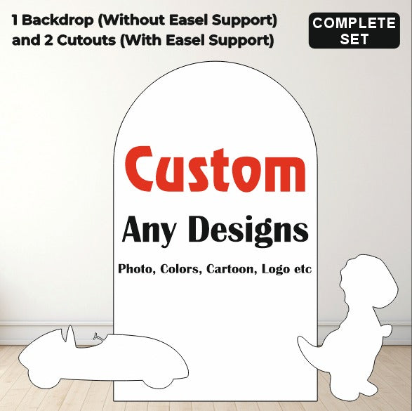 Customized Birthday Party Combo | Backdrop + 2 Character Cutouts (Any Theme) | Custom DIY bundle pack |